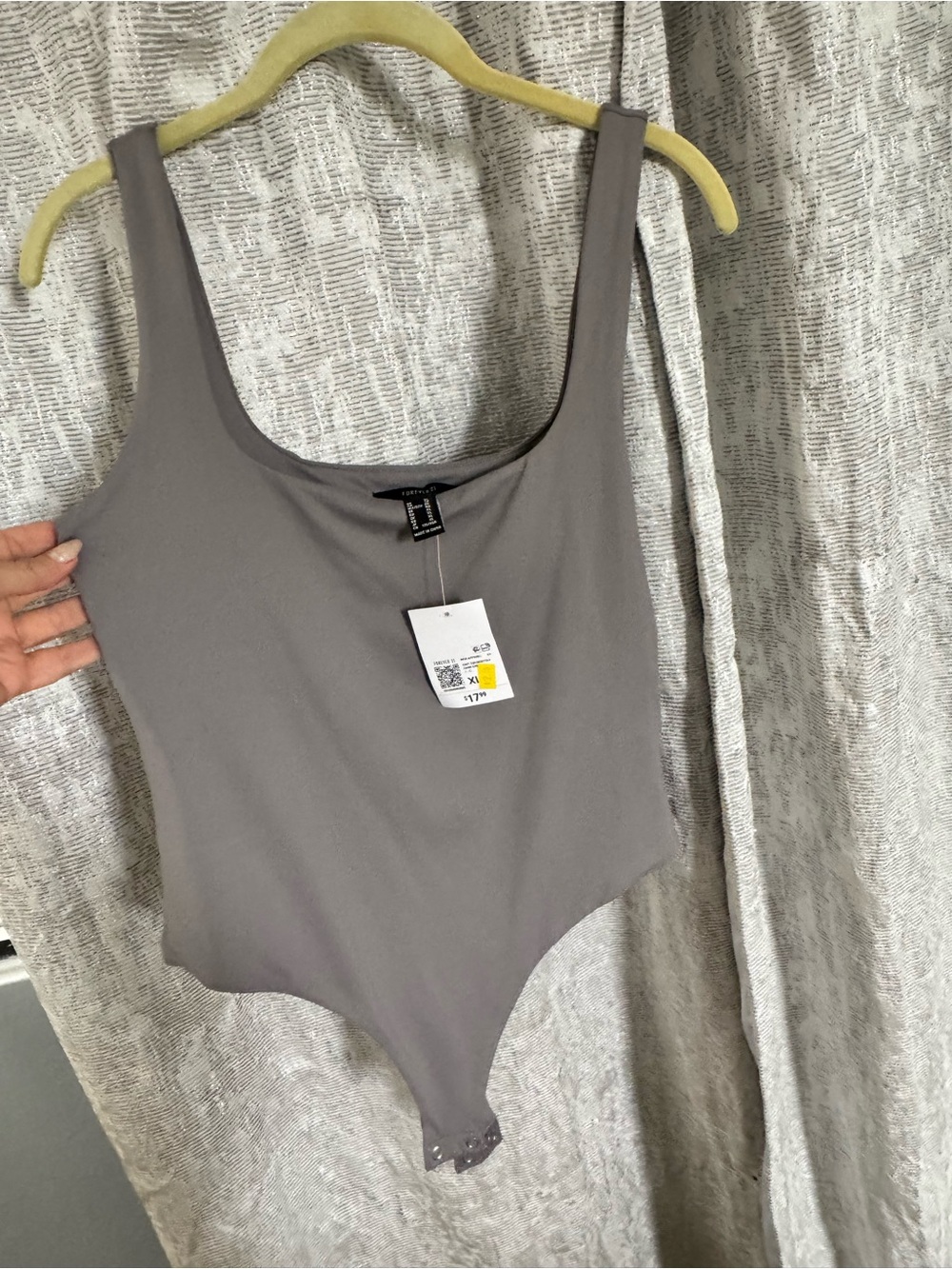 Grey Scoop Neck Bodysuit